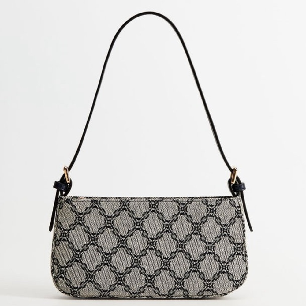 Mango Black and White Patterned Shoulder Bag